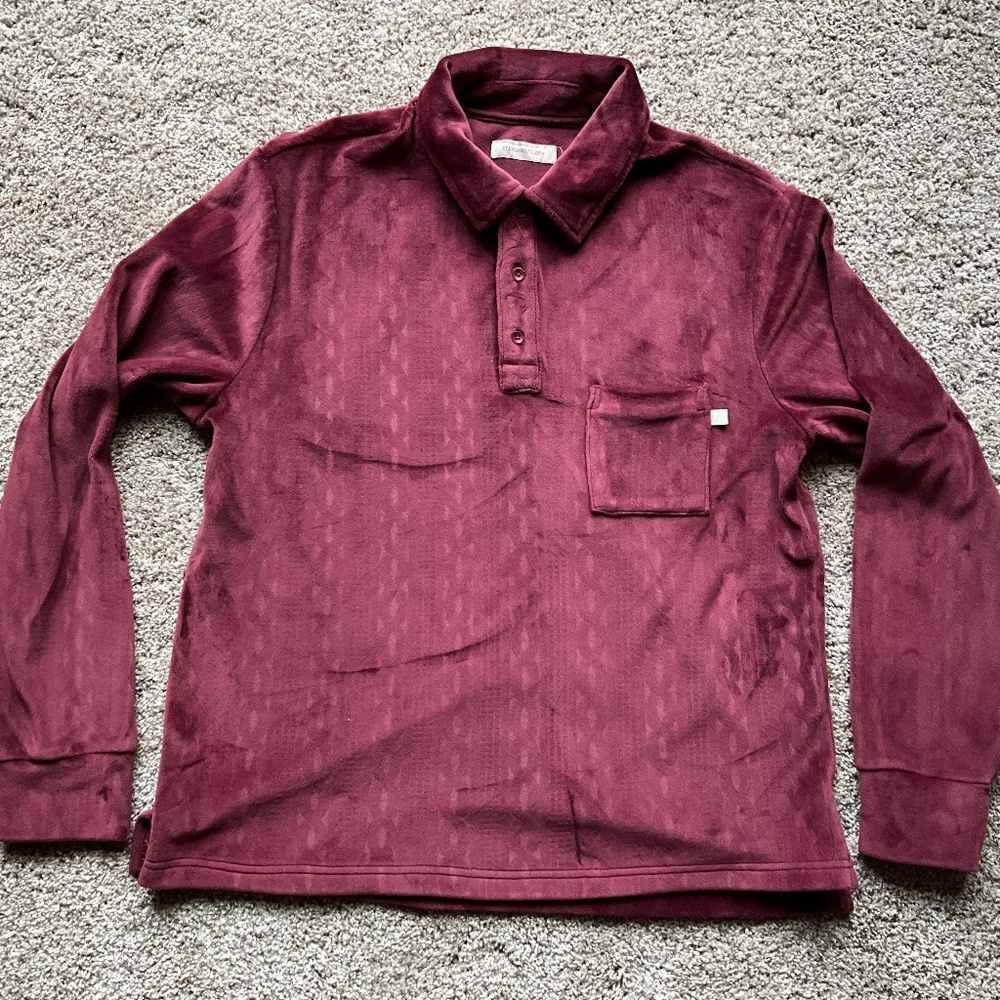 Plush Velvet Long Sleeve Polo - Large